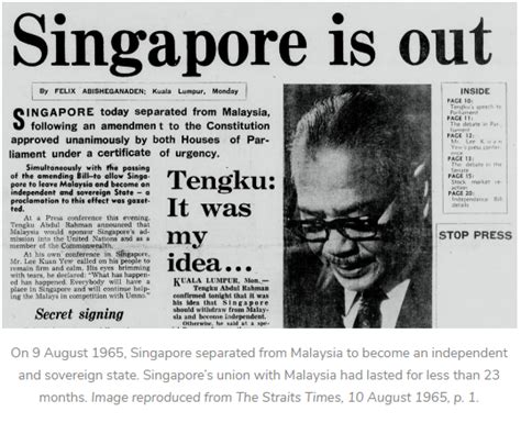 singapore separated from malaysia